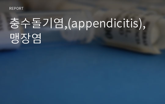 충수돌기염,(appendicitis),맹장염