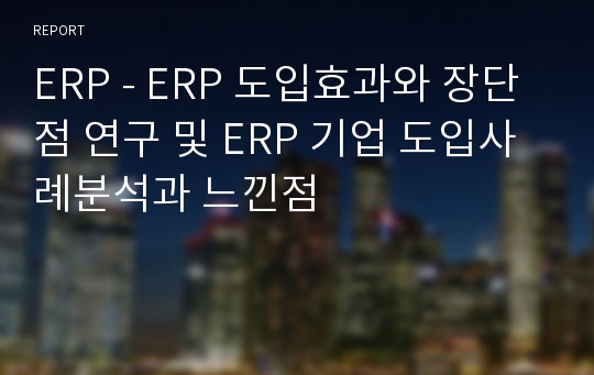 ERP - ERP 도입효과와 장단점 연구 및 ERP 기업 도입사례분석과 느낀점