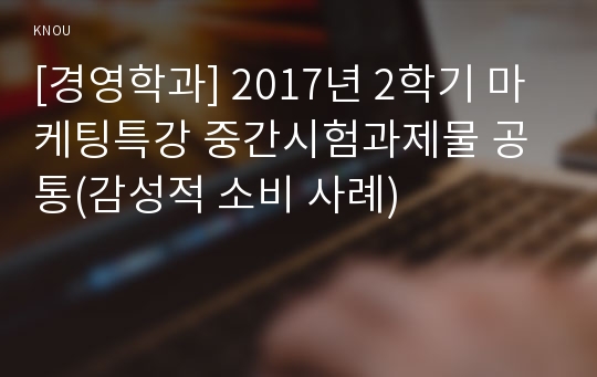 [경영학과] 2017년 2학기 마케팅특강 중간시험과제물 공통(감성적 소비 사례)