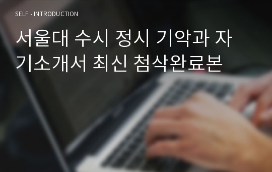 서울대 수시 정시 기악과 자기소개서 최신 첨삭완료본