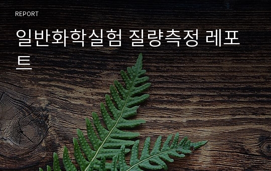 일반화학실험 질량측정 레포트