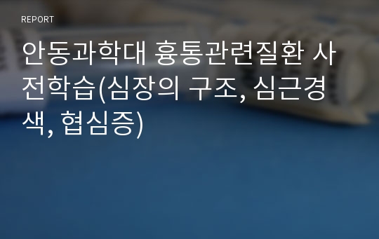 안동과학대 흉통관련질환 사전학습(심장의 구조, 심근경색, 협심증)