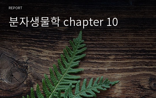 분자생물학 chapter 10