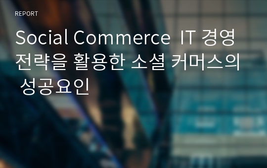 Social Commerce  IT 경영전략을 활용한 소셜 커머스의 성공요인