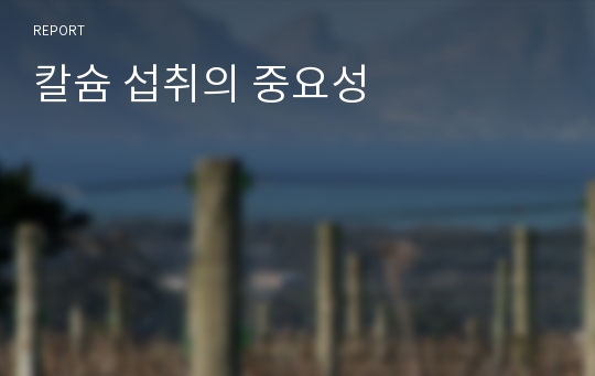 칼슘 섭취의 중요성