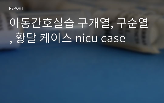 아동간호실습 구개열, 구순열, 황달 케이스 nicu case