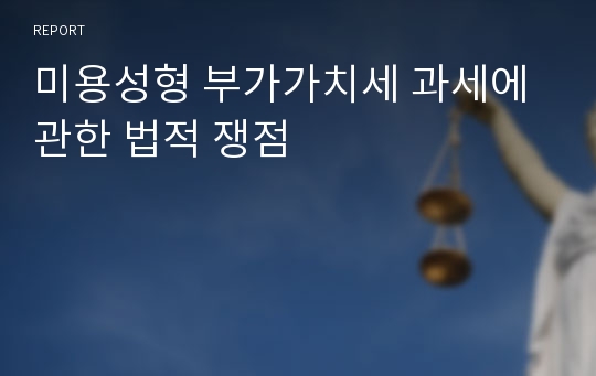 미용성형 부가가치세 과세에 관한 법적 쟁점