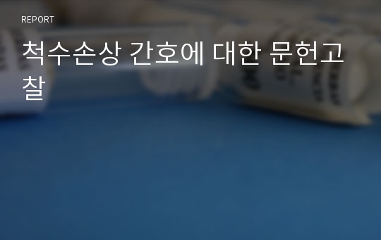 척수손상 간호에 대한 문헌고찰