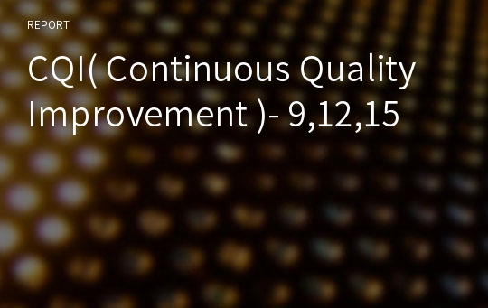 CQI( Continuous Quality Improvement )- 9,12,15