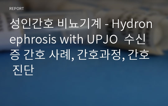 성인간호 비뇨기계 - Hydronephrosis with UPJO  수신증 간호 사례, 간호과정, 간호 진단