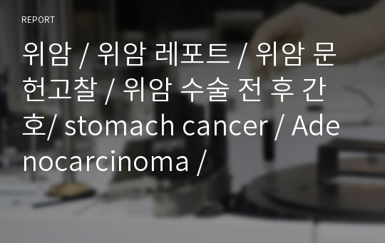 위암 / 위암 레포트 / 위암 문헌고찰 / 위암 수술 전 후 간호/ stomach cancer / Adenocarcinoma /