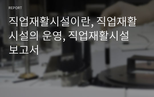 직업재활시설이란, 직업재활시설의 운영, 직업재활시설 보고서