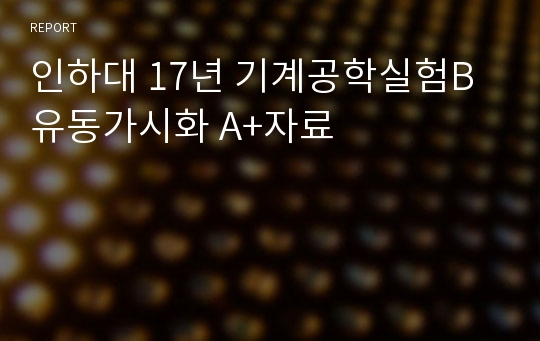 인하대 17년 기계공학실험B 유동가시화 A+자료