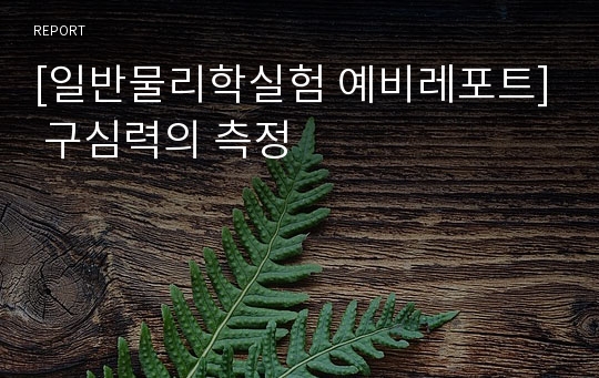 [일반물리학실험 예비레포트] 구심력의 측정