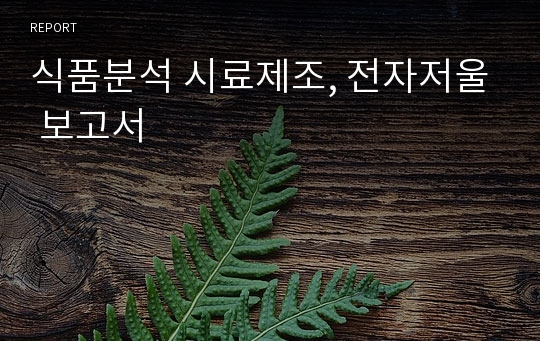 식품분석 시료제조, 전자저울 보고서