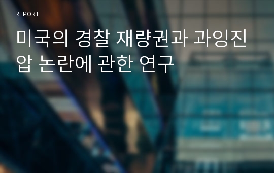 미국의 경찰 재량권과 과잉진압 논란에 관한 연구