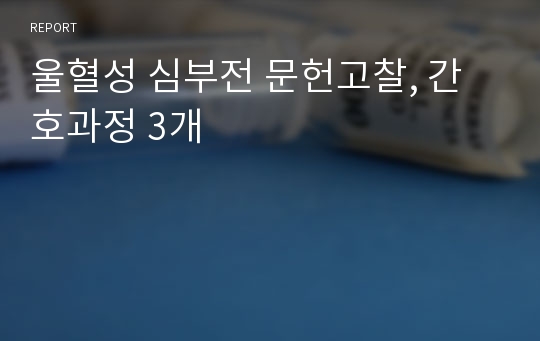 울혈성 심부전 문헌고찰, 간호과정 3개