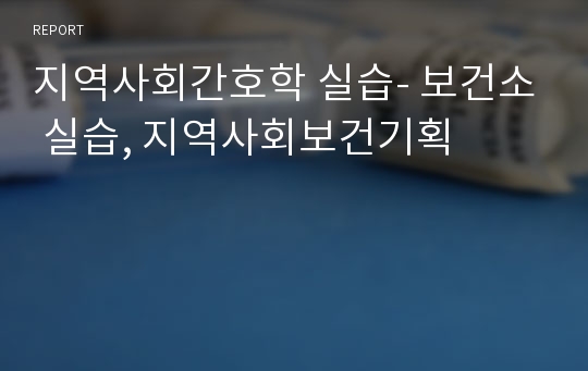 지역사회간호학 실습- 보건소 실습, 지역사회보건기획