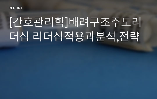 [간호관리학]배려구조주도리더십 리더십적용과분석,전략