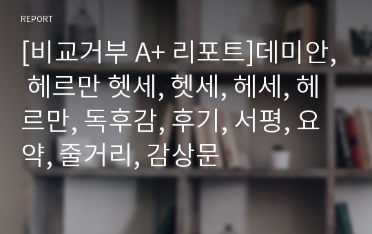 [비교거부 A+ 리포트]데미안, 헤르만 헷세, 헷세, 헤세, 헤르만, 독후감, 후기, 서평, 요약, 줄거리, 감상문