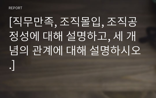 [직무만족, 조직몰입, 조직공정성에 대해 설명하고, 세 개념의 관계에 대해 설명하시오.]