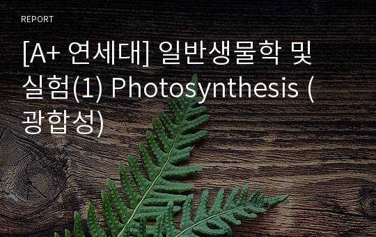 [A+ 연세대] 일반생물학 및 실험(1) Photosynthesis (광합성)