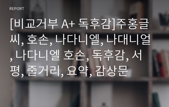 [비교거부 A+ 독후감]주홍글씨, 호손, 나다니엘, 나대니얼, 나다니엘 호손, 독후감, 서평, 줄거리, 요약, 감상문