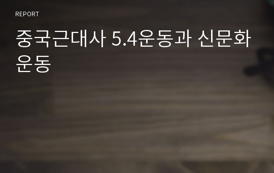 중국근대사 5.4운동과 신문화운동