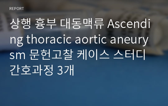 상행 흉부 대동맥류 Ascending thoracic aortic aneurysm 문헌고찰 케이스 스터디 간호과정 3개