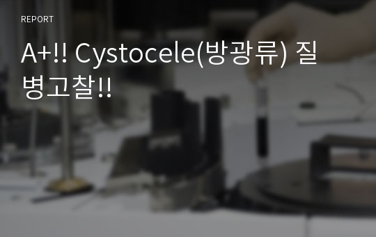 A+!! Cystocele(방광류) 질병고찰!!