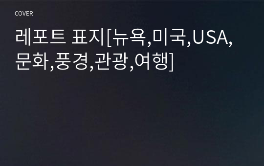 레포트 표지[뉴욕,미국,USA,문화,풍경,관광,여행]