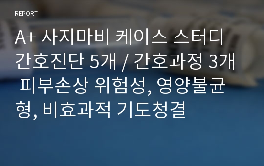 A+ 사지마비 케이스 스터디 간호진단 5개 / 간호과정 3개 피부손상 위험성, 영양불균형, 비효과적 기도청결