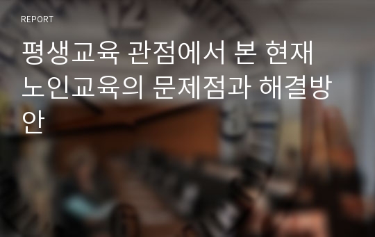 평생교육 관점에서 본 현재 노인교육의 문제점과 해결방안
