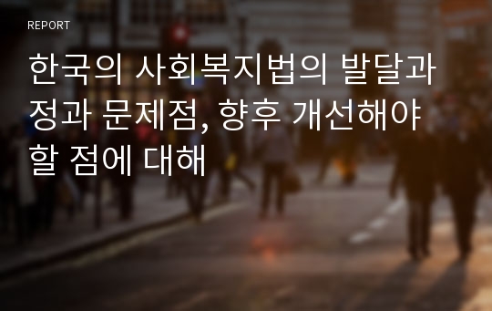 한국의 사회복지법의 발달과정과 문제점, 향후 개선해야 할 점에 대해