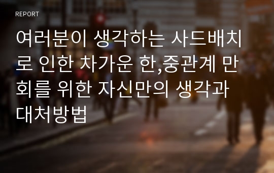 여러분이 생각하는 사드배치로 인한 차가운 한,중관계 만회를 위한 자신만의 생각과 대처방법