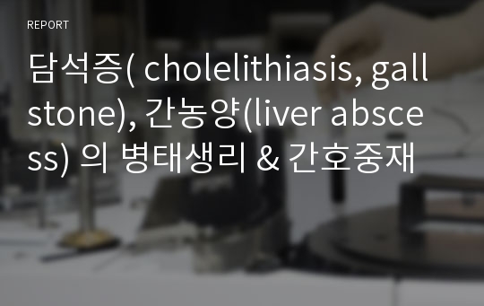 담석증( cholelithiasis, gallstone), 간농양(liver abscess) 의 병태생리 &amp; 간호중재