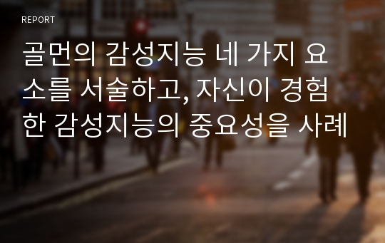 골먼의 감성지능 네 가지 요소를 서술하고, 자신이 경험한 감성지능의 중요성을 사례