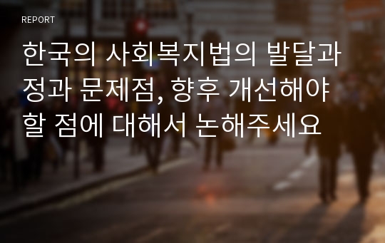 한국의 사회복지법의 발달과정과 문제점, 향후 개선해야 할 점에 대해서 논해주세요