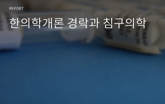 한의학개론 경락과 침구의학