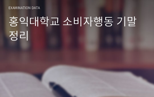 홍익대학교 소비자행동 기말정리