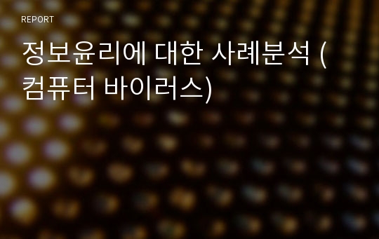 정보윤리에 대한 사례분석 (컴퓨터 바이러스)