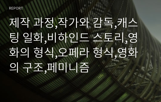 제작 과정,작가와 감독,캐스팅 일화,비하인드 스토리,영화의 형식,오페라 형식,영화의 구조,페미니즘