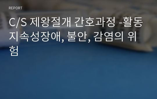 [A+] C/S 제왕절개 간호과정 -활동지속성장애, 불안, 감염의 위험