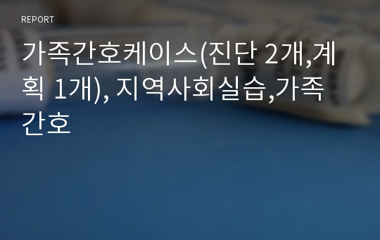 가족간호케이스(진단 2개,계획 1개), 지역사회실습,가족간호