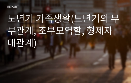 노년기 가족생활(노년기의 부부관계, 조부모역할, 형제자매관계)
