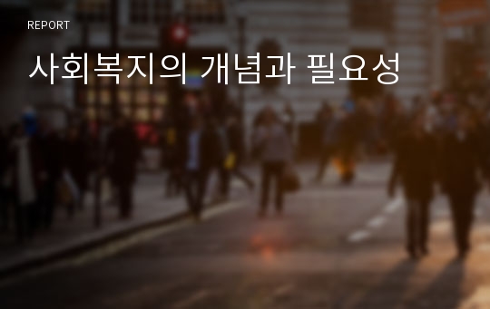 사회복지의 개념과 필요성