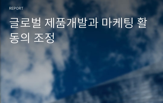 글로벌 제품개발과 마케팅 활동의 조정