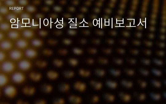 암모니아성 질소 예비보고서