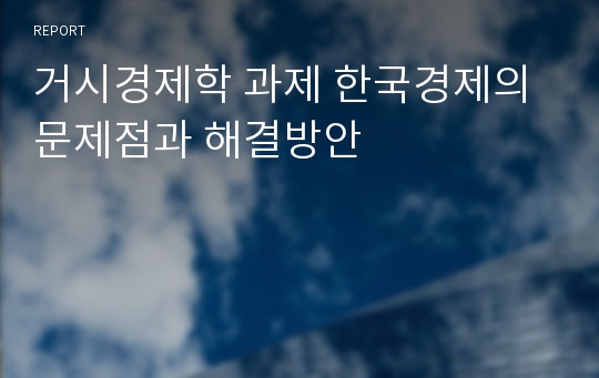 거시경제학 과제 한국경제의 문제점과 해결방안