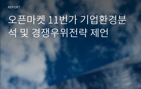 오픈마켓 11번가 기업환경분석 및 경쟁우위전략 제언